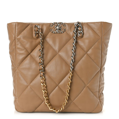Chanel Lambskin Quilted Chanel 19 Shopping Bag Beige 1 of 9