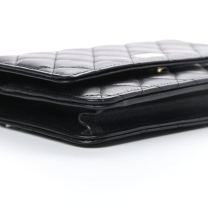 Chanel Lambskin Quilted Wallet On Chain WOC Black 10 of 13