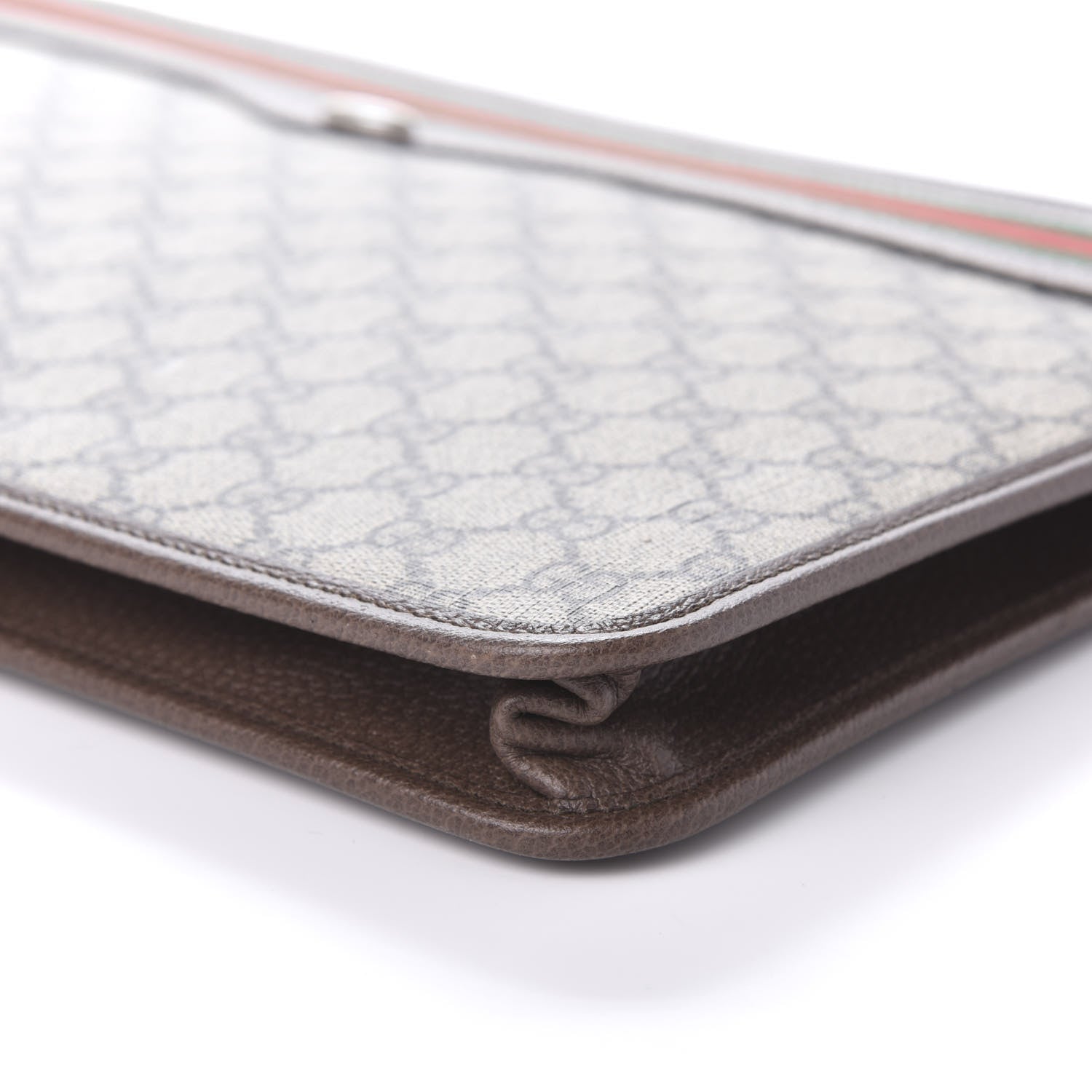 Gucci GG Supreme Monogram Textured Calfskin Web Ophidia Documents Holder Beige Ebony New Acero 7 of 10