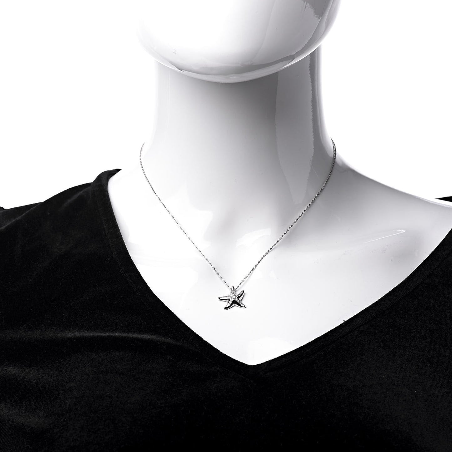 Platinum Diamond 15mm Elsa Peretti Pave Starfish Pendant Necklace