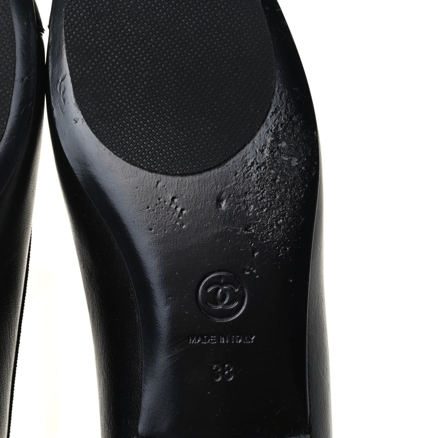 Lambskin Patent Cap Toe Ballerina Flats 38 Black