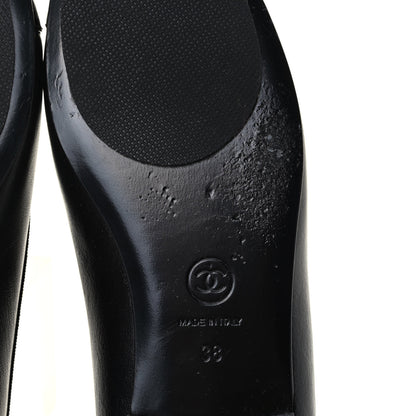 Chanel Lambskin Patent Cap Toe Ballerina Flats 38 Black 6 of 7