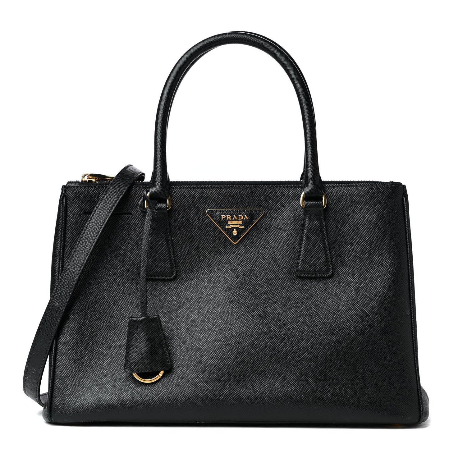 Saffiano Small Galleria Double Zip Tote Black