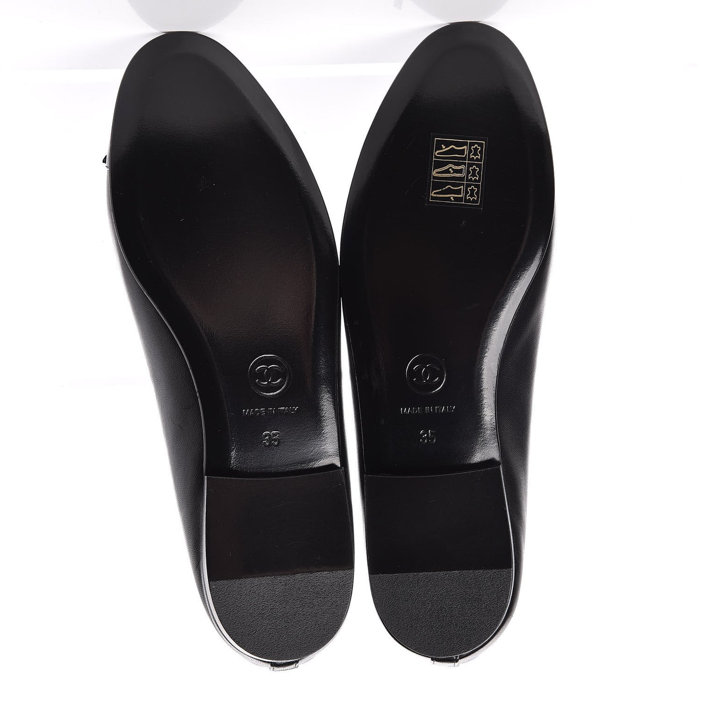 Lambskin Patent CC Cap Toe Ballerina Flats 35 Black