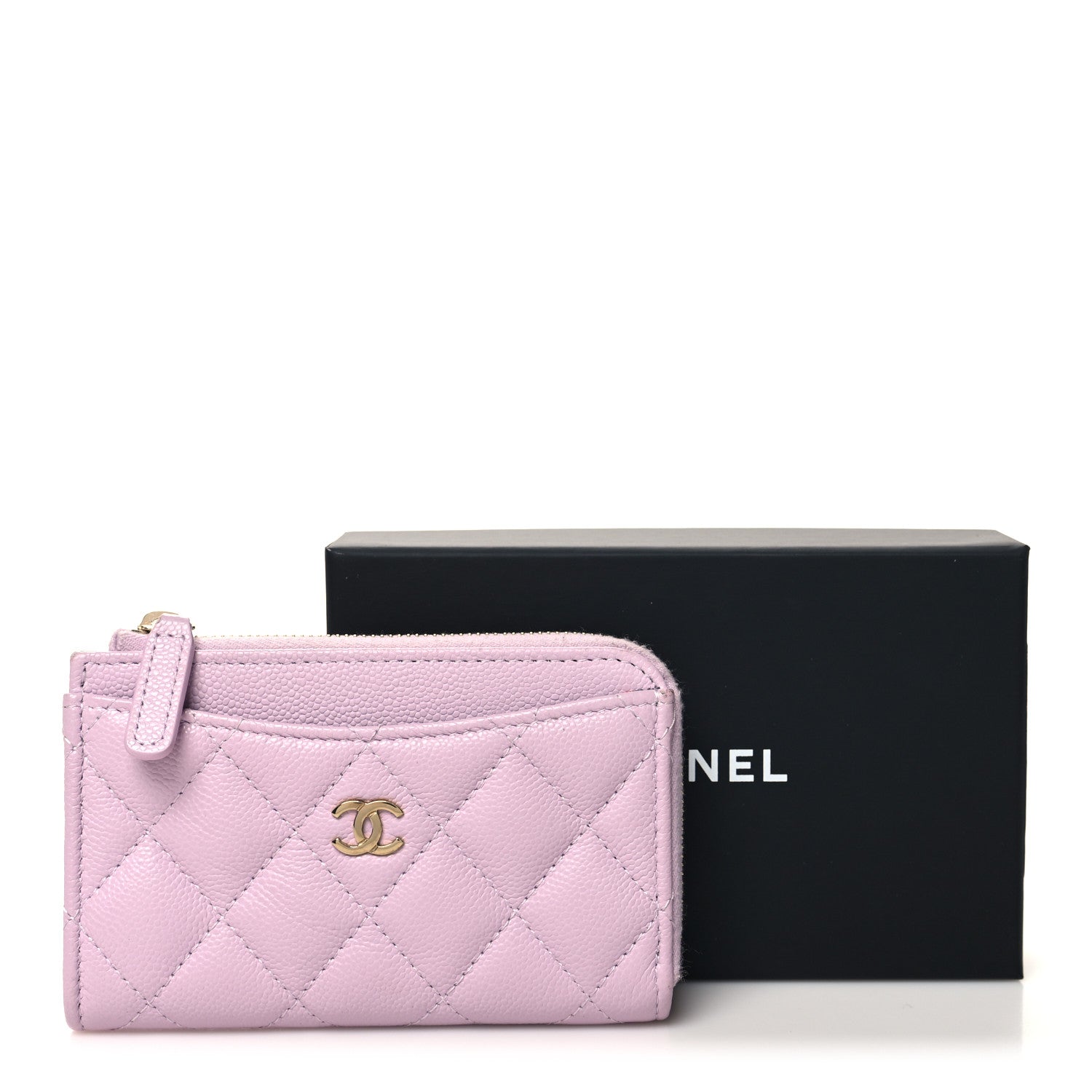 Chanel Caviar Quilted CC Zip Around Card Holder Light Purple 10 of 10