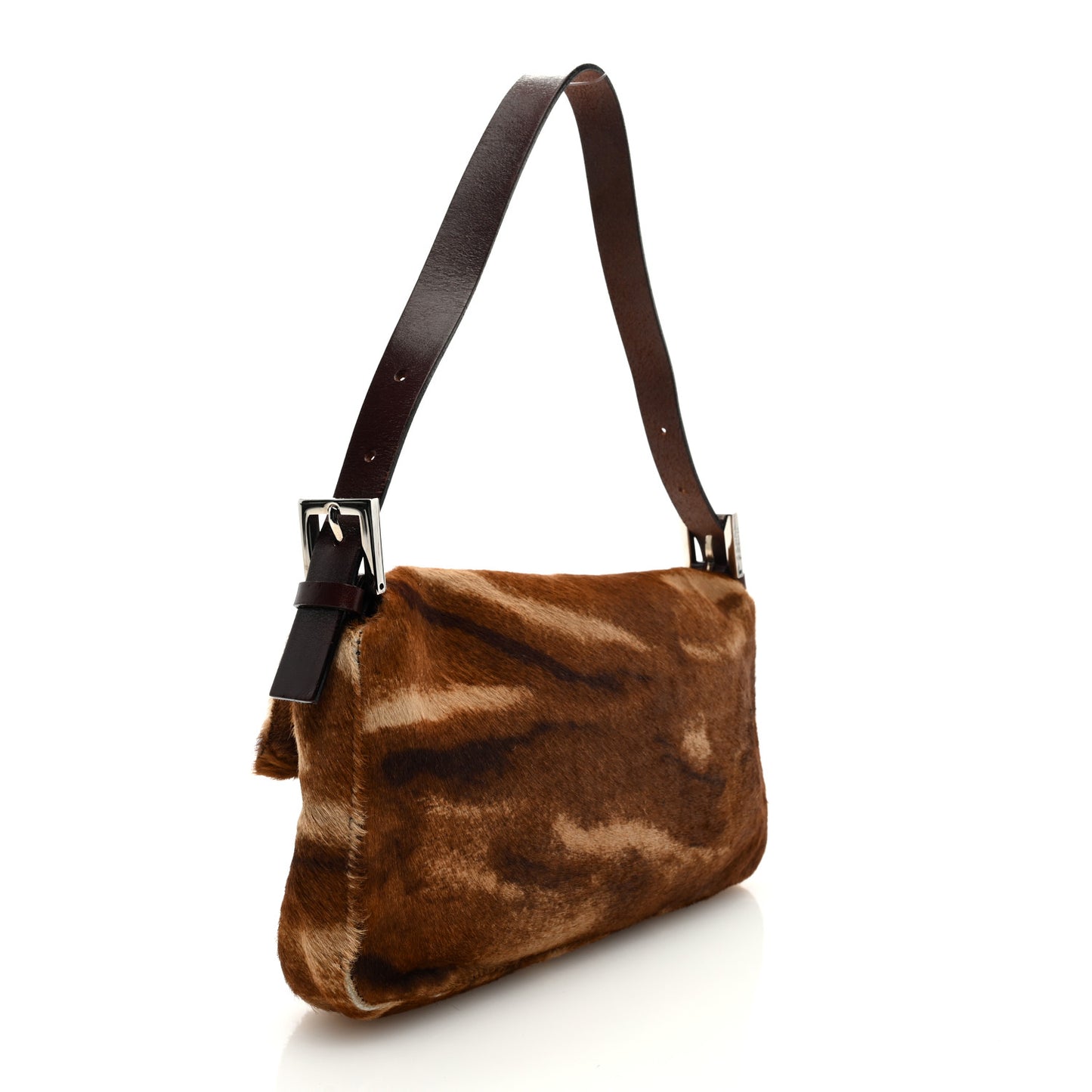 Calf Hair Zebra Print Baguette Brown