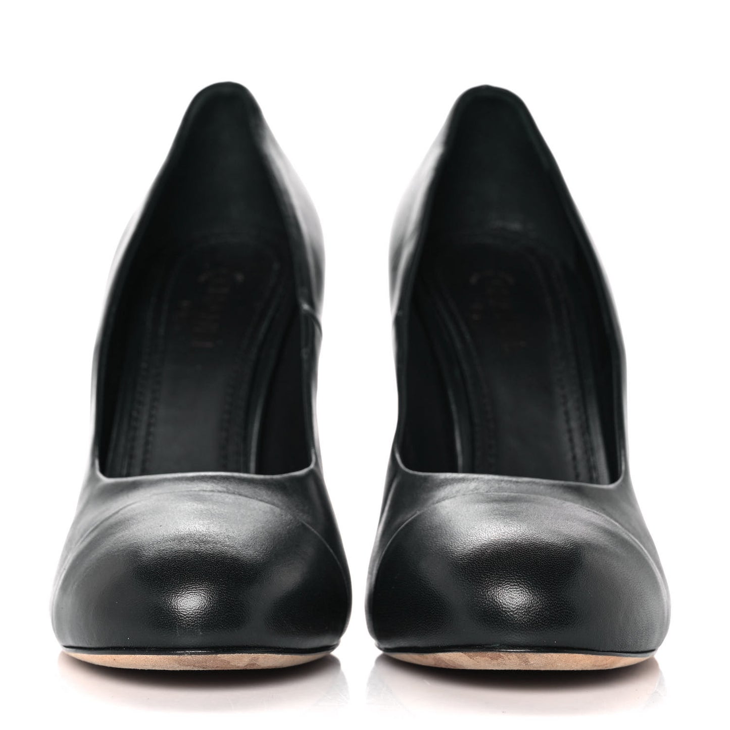 Lambskin Cap Toe Pearl Pumps 38 Black