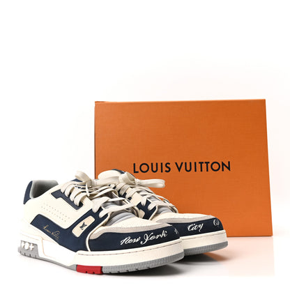 Louis Vuitton Calfskin Mens New York City of Dreams LV Trainer Maxi Sneakers 11 White Navy 10 of 10