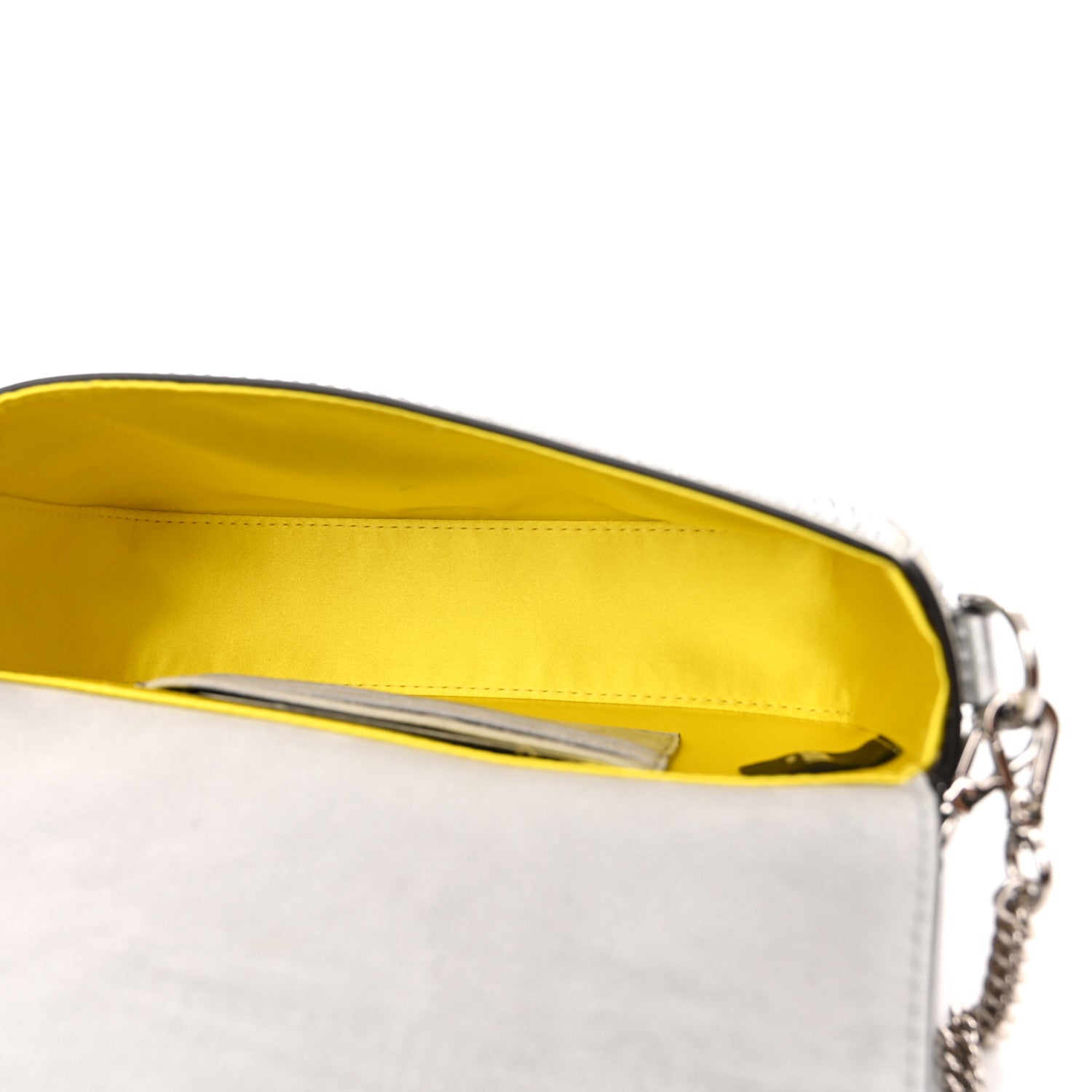 Fendi Nubuck Crystal Catalan Mirror Embroidered Mini Baguette Pietra Argento 5 of 10