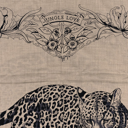 Hermes Cashmere Silk Jungle Love Tattoo Shawl 140 Natural Bleu Black 4 of 4