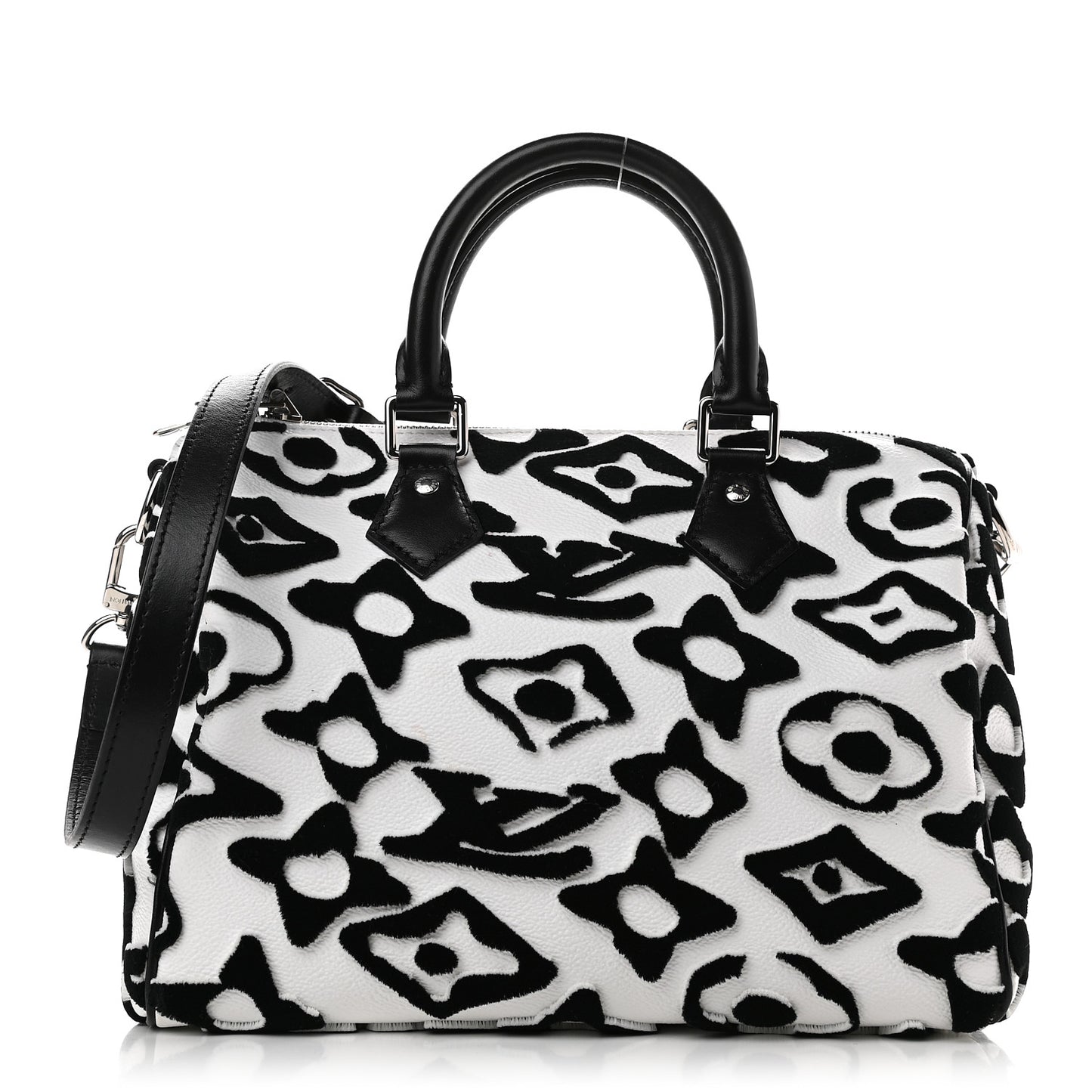X UF Tufted Monogram Speedy Bandouliere 25 White Black