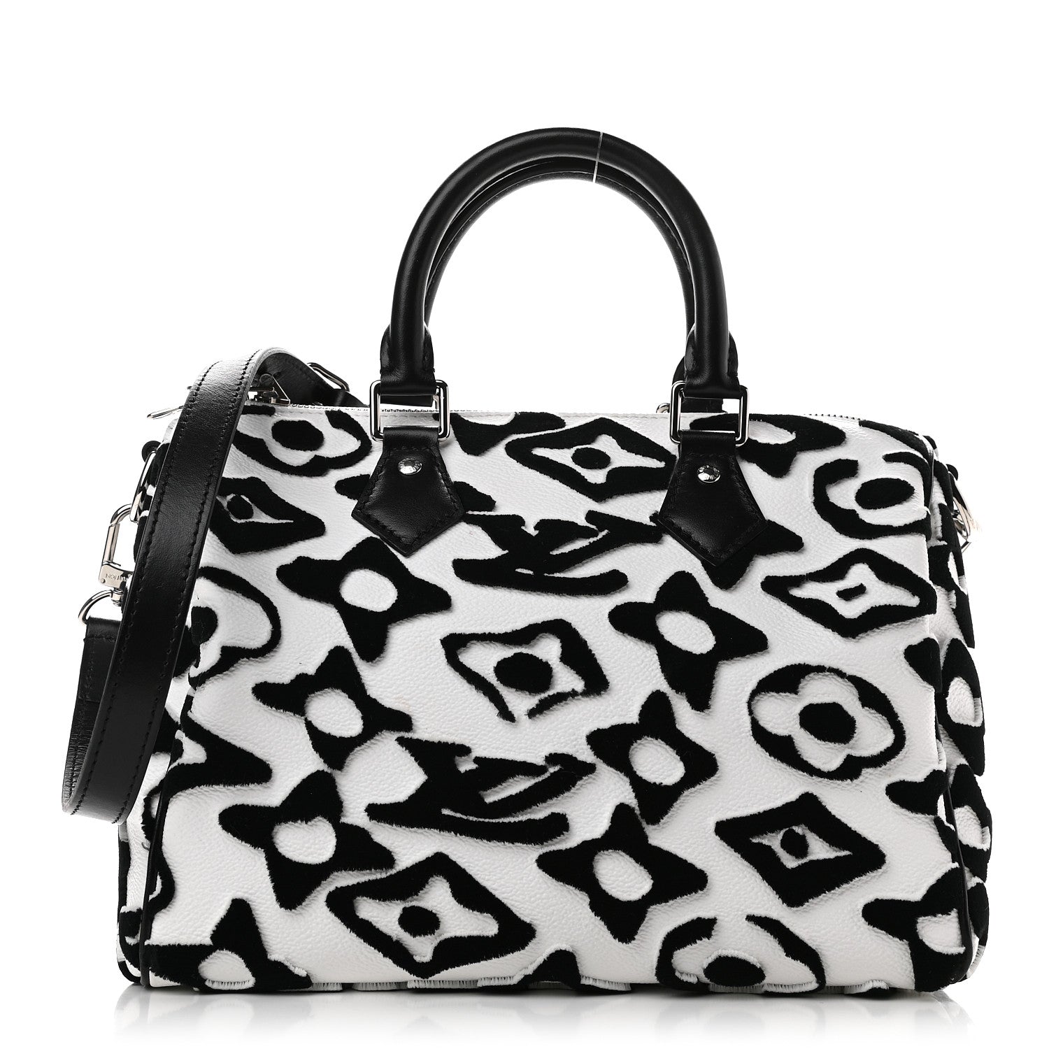 Louis Vuitton X UF Tufted Monogram Speedy Bandouliere 25 White Black 1 of 7