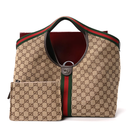 Gucci GG Monogram Web Large Giglio Tote Beige Brown 11 of 11