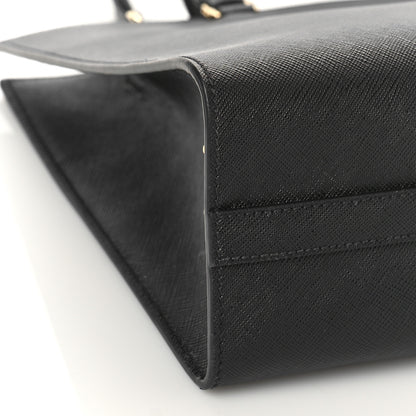 Prada Saffiano Lux Logo Embossed Large Shoulder Tote Handbag Black 7 of 8