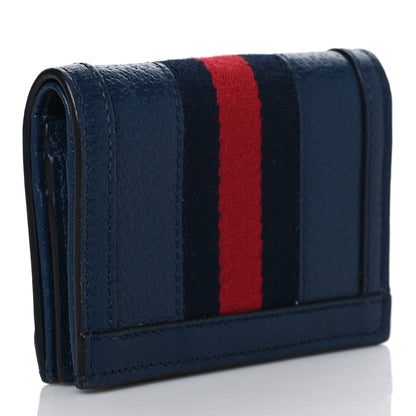 Gucci Textured Calfskin Web Ophidia Card Case Blue Agata 3 of 8