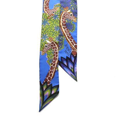 Hermes Silk The Three Graces Twilly Bleu Vert Marron 2 of 3