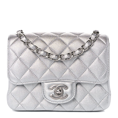 Chanel Metallic Lambskin Quilted Mini Square Flap Silver 1 of 11