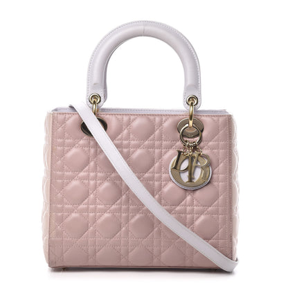 Christian Dior Lambskin Cannage Medium Tri-Color Lady Dior Rose Pale 1 of 17