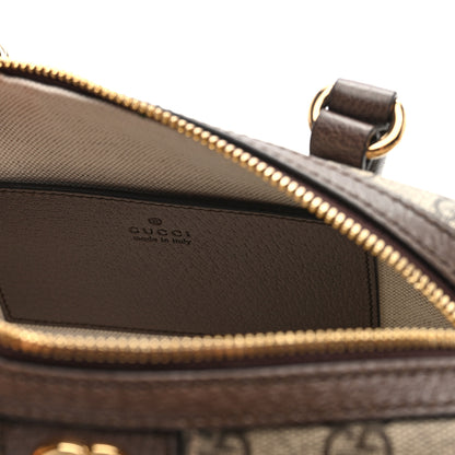 Gucci GG Supreme Monogram Textured Dollar Calfskin Web  Ophidia Top Handle Bag Beige Dark Brown 6 of 9