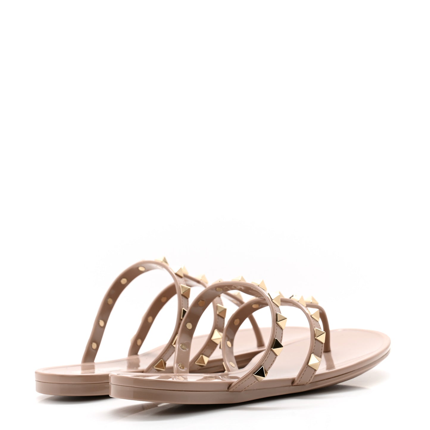 PVC Jelly Rockstud Caged Flat Thong Sandals 36 Poudre
