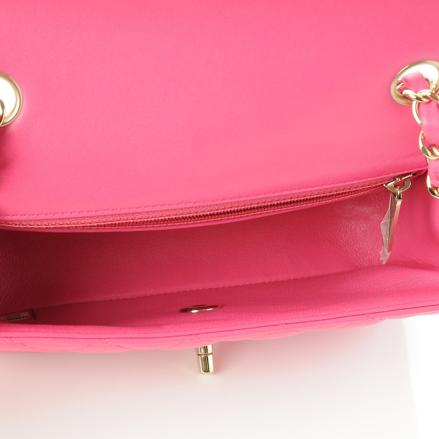 Lambskin Quilted Mini Rectangular Flap Fuchsia