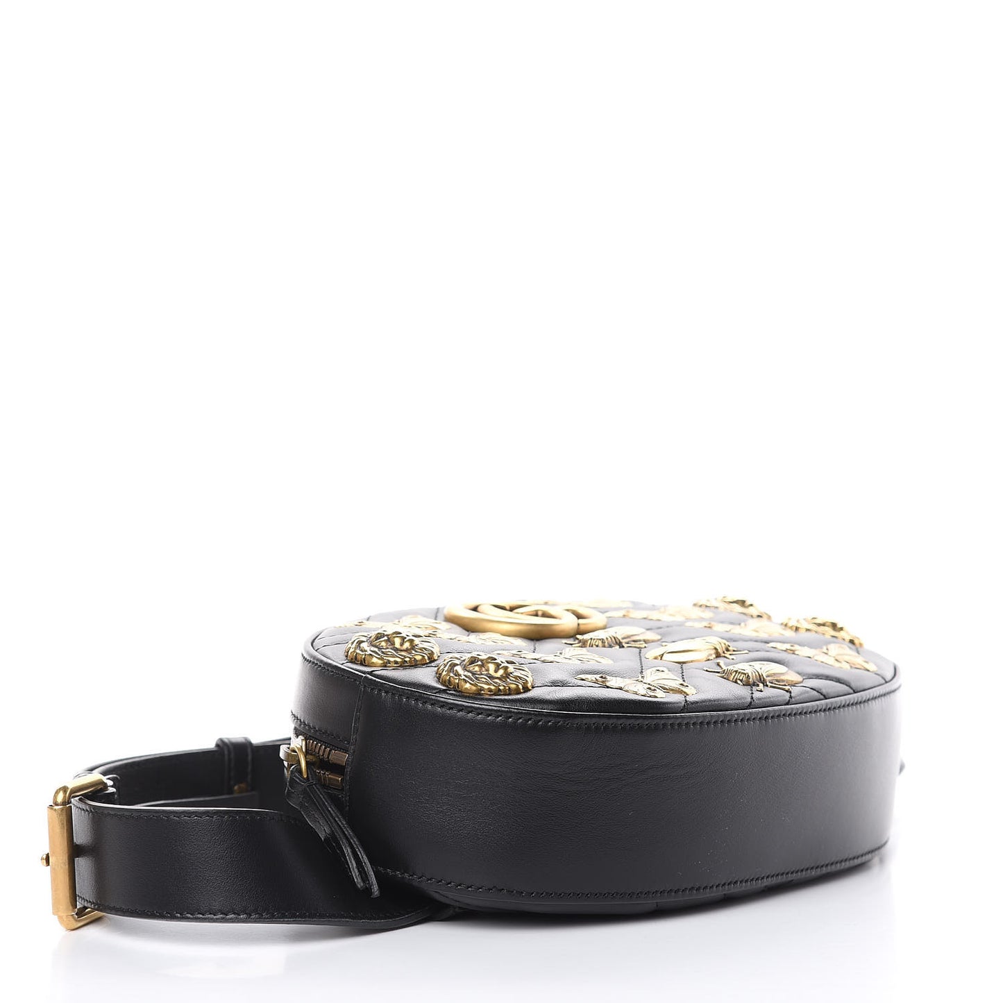 Calfskin Matelasse Animal Studs GG Marmont Belt Bag 95 38 Black