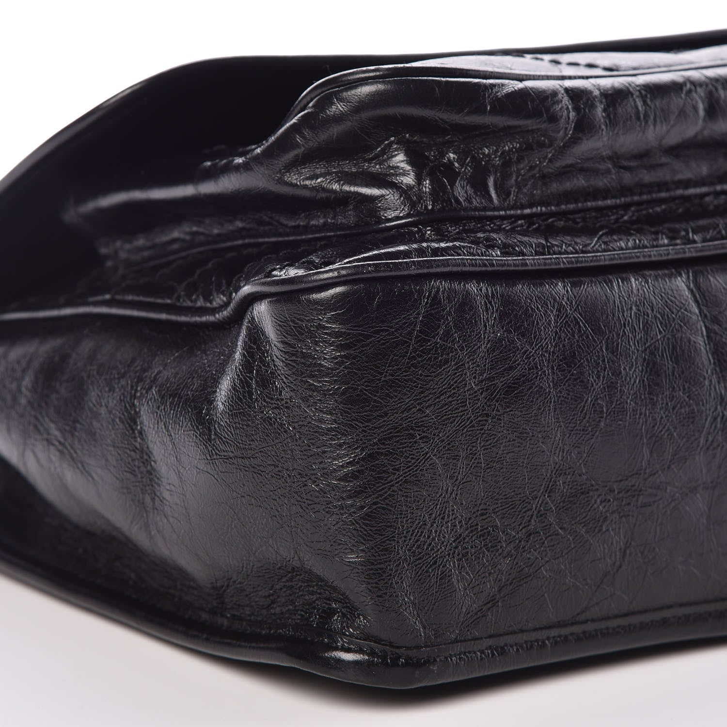 Saint Laurent Crinkled Calfskin Matelasse Monogram Medium Niki Chain Satchel Black 7 of 8
