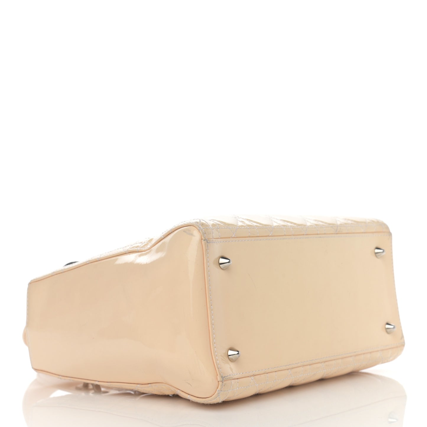 Patent Cannage Medium Lady Dior Beige