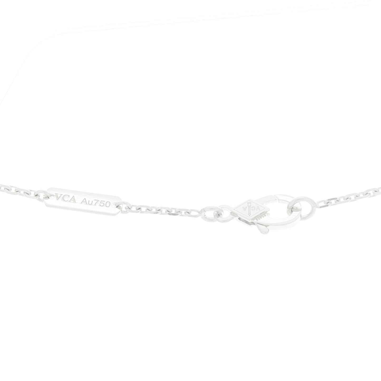 18K White Gold Mother of Pearl Vintage Alhambra Pendant Necklace