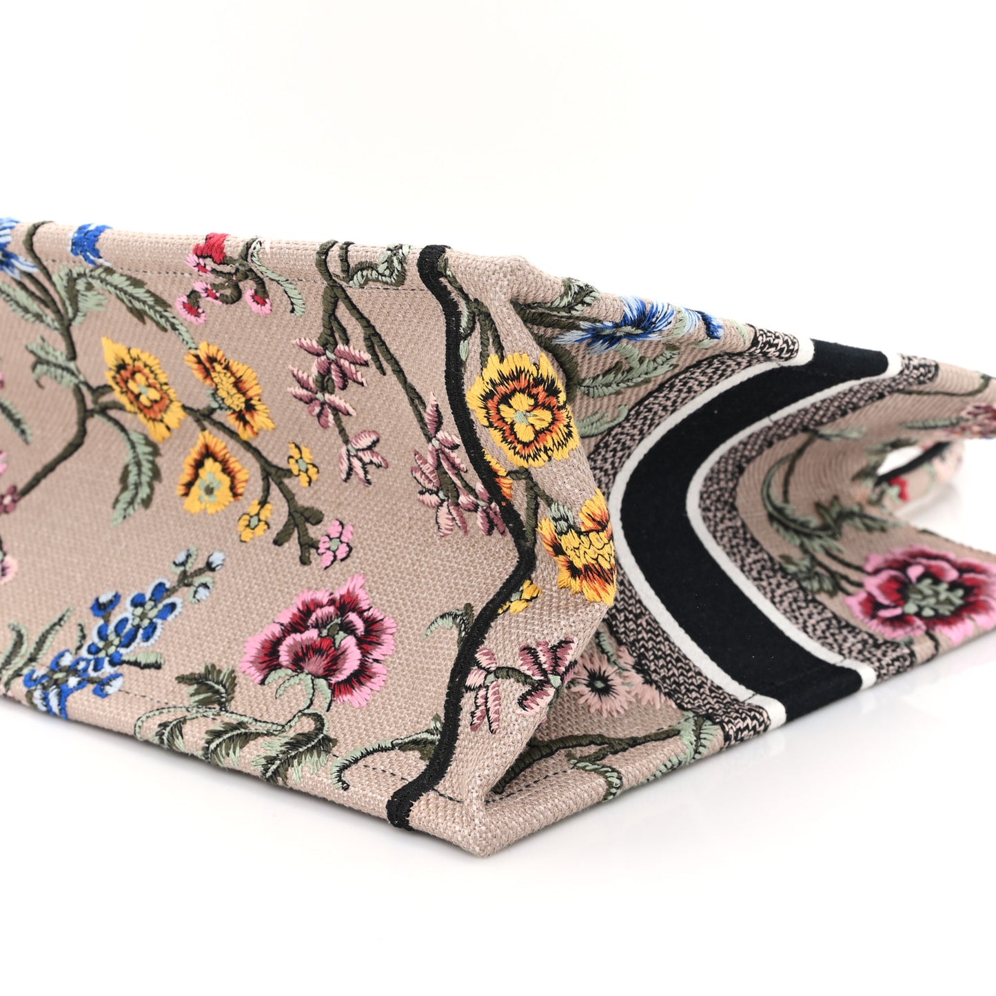 Canvas Embroidered Petites Fleurs Medium Book Tote Rose Multicolor