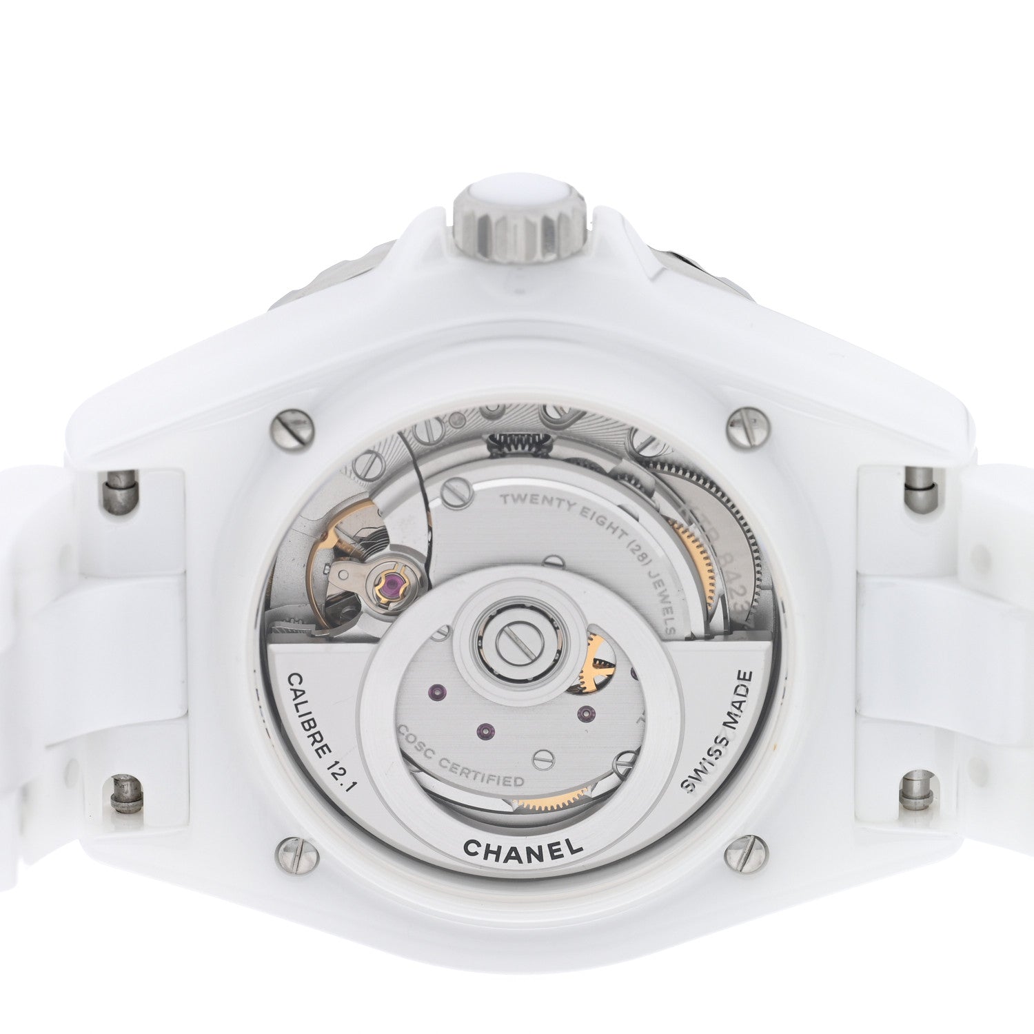 Chanel Stainless Steel Ceramic Diamond 38mm J12 Automatic Watch White 4 of 5