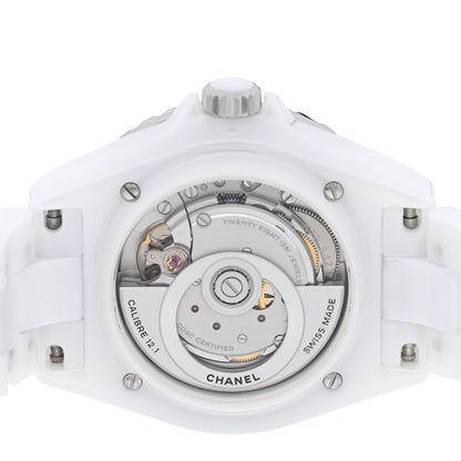 Chanel Stainless Steel Ceramic Diamond 38mm J12 Automatic Watch White 4 of 5