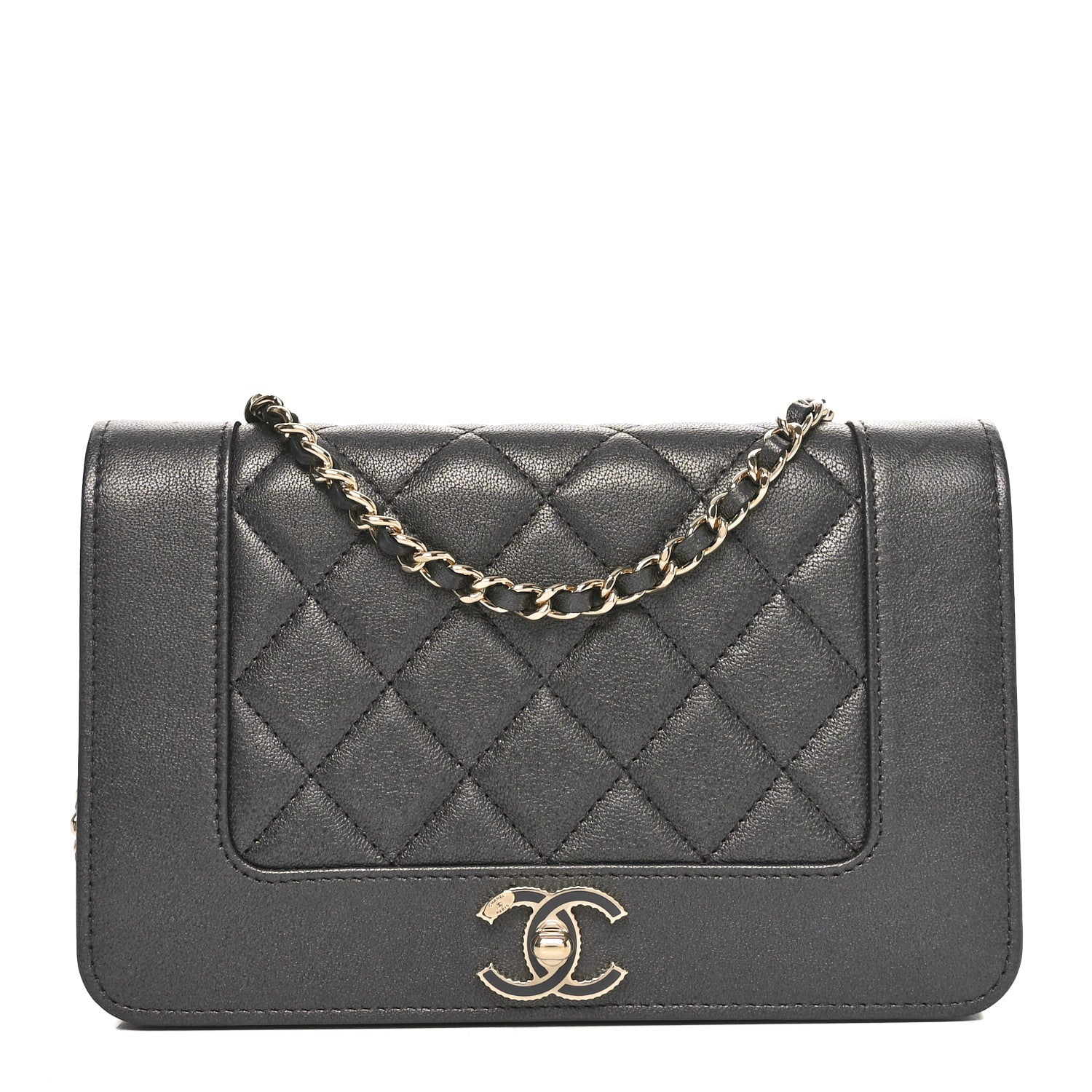 Chanel Sheepskin Quilted Mademoiselle Vintage Wallet On Chain WOC Ruthenium 1 of 12