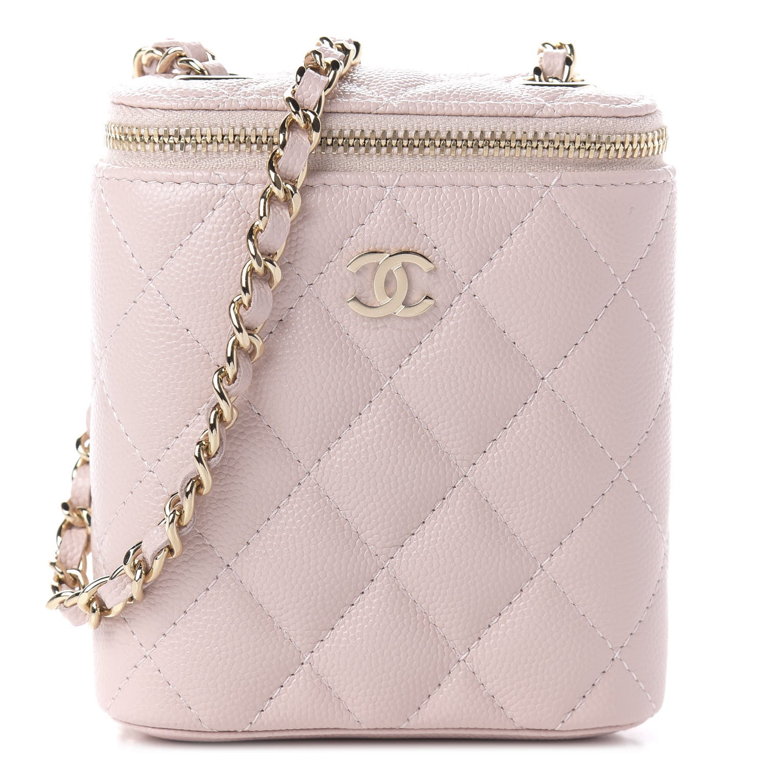 Chanel Caviar Quilted Small Vertical Coco Beauty Vanity Case With Chain Light Pink 1 of 11
