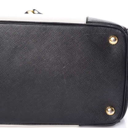 Prada Saffiano Lux Colorblock Medium Galleria Double Zip Tote Black Talco 13 of 18