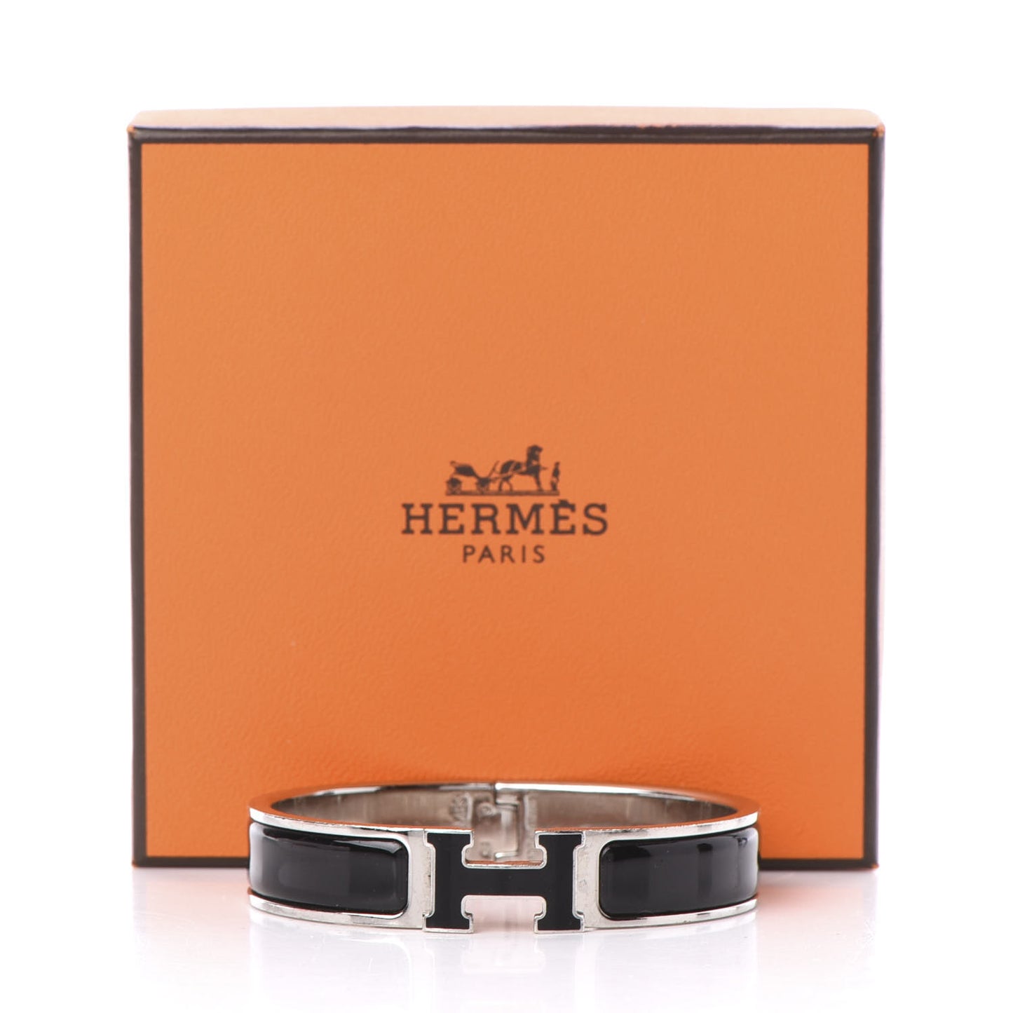 Enamel Narrow Clic Clac H Bracelet PM Black