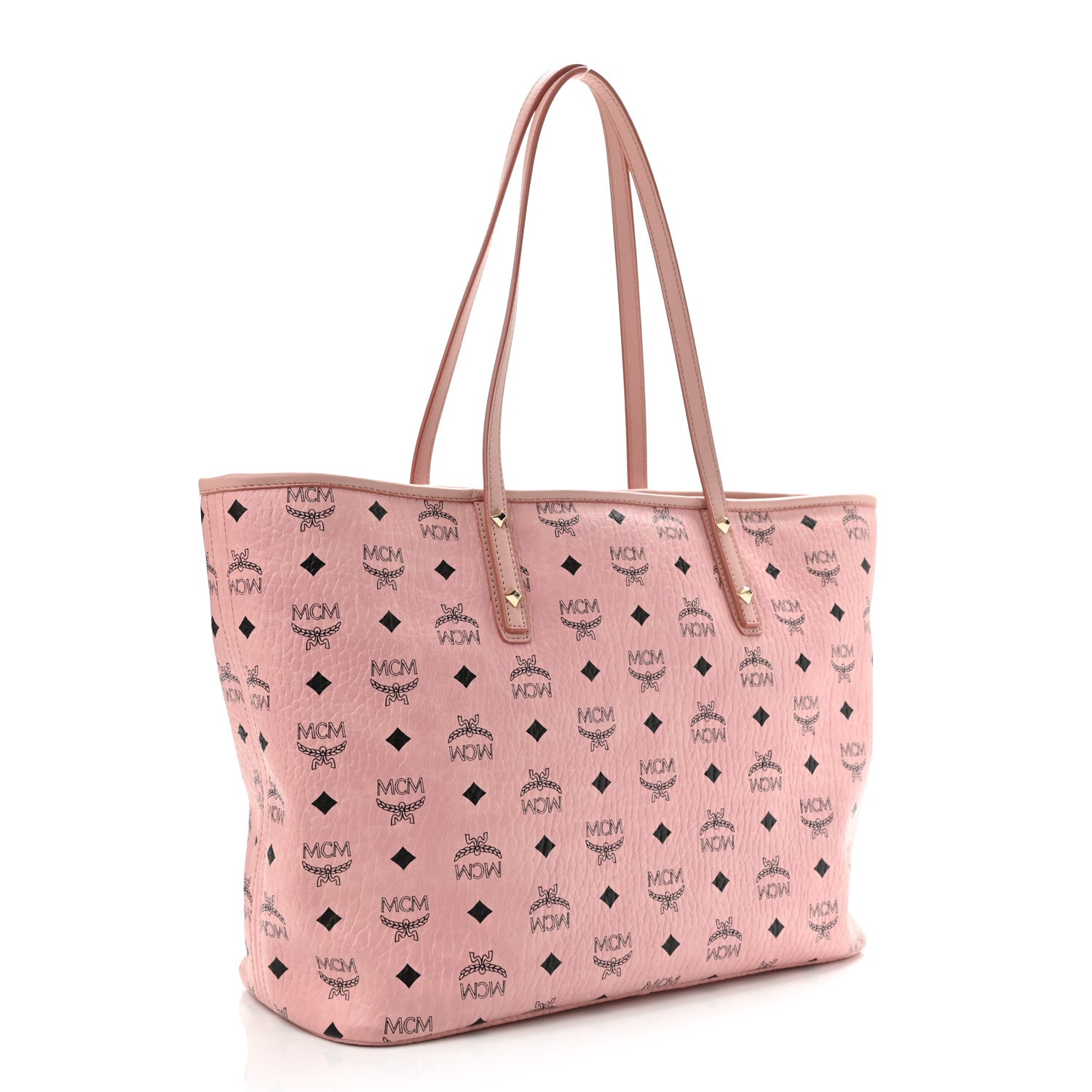 MCM Visetos Medium Anya Shopper Tote Light Pink 4 of 11