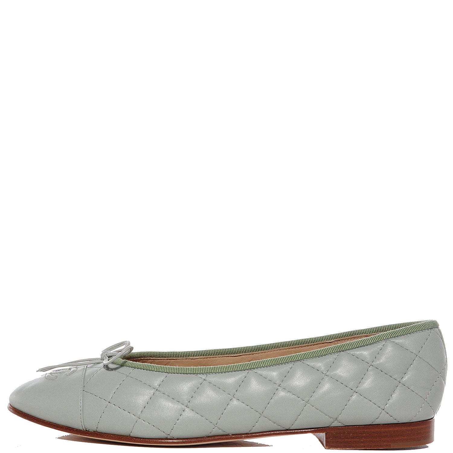 Chanel Quilted Leather CC Ballerina Flats 39 Green 1 of 9
