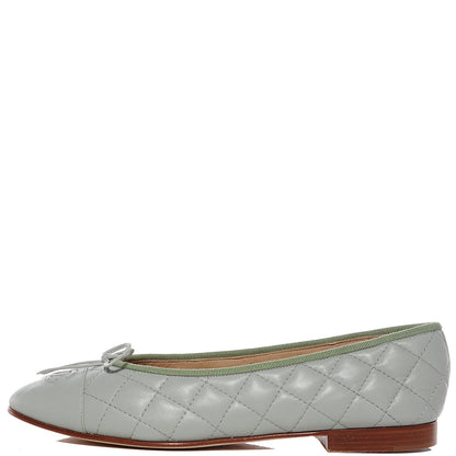 Chanel Quilted Leather CC Ballerina Flats 39 Green 1 of 9