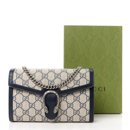 Gucci GG Supreme Monogram Textured Dollar Calfskin Mini Dionysus Chain Wallet Beige Blue 11 of 11
