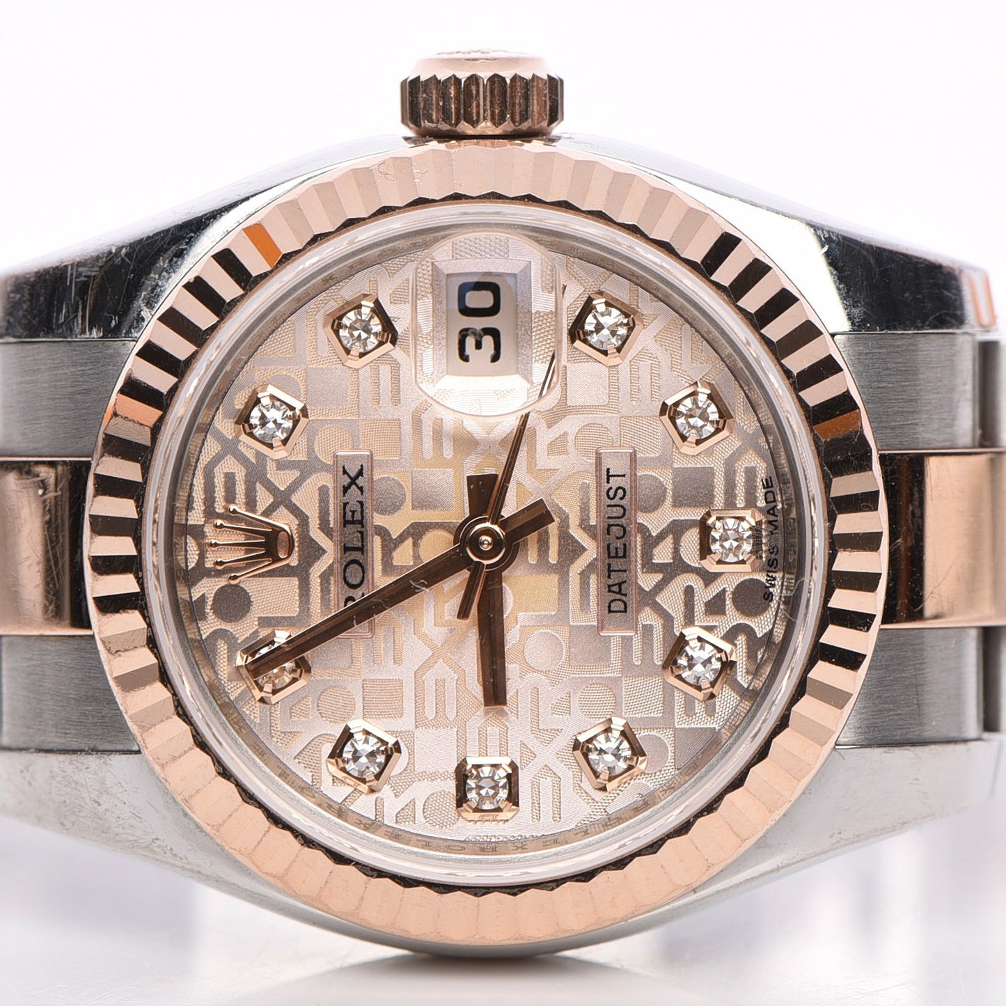 Stainless Steel 18K Everose Gold Diamond 26mm Oyster Perpetual Datejust Watch Pink 179171