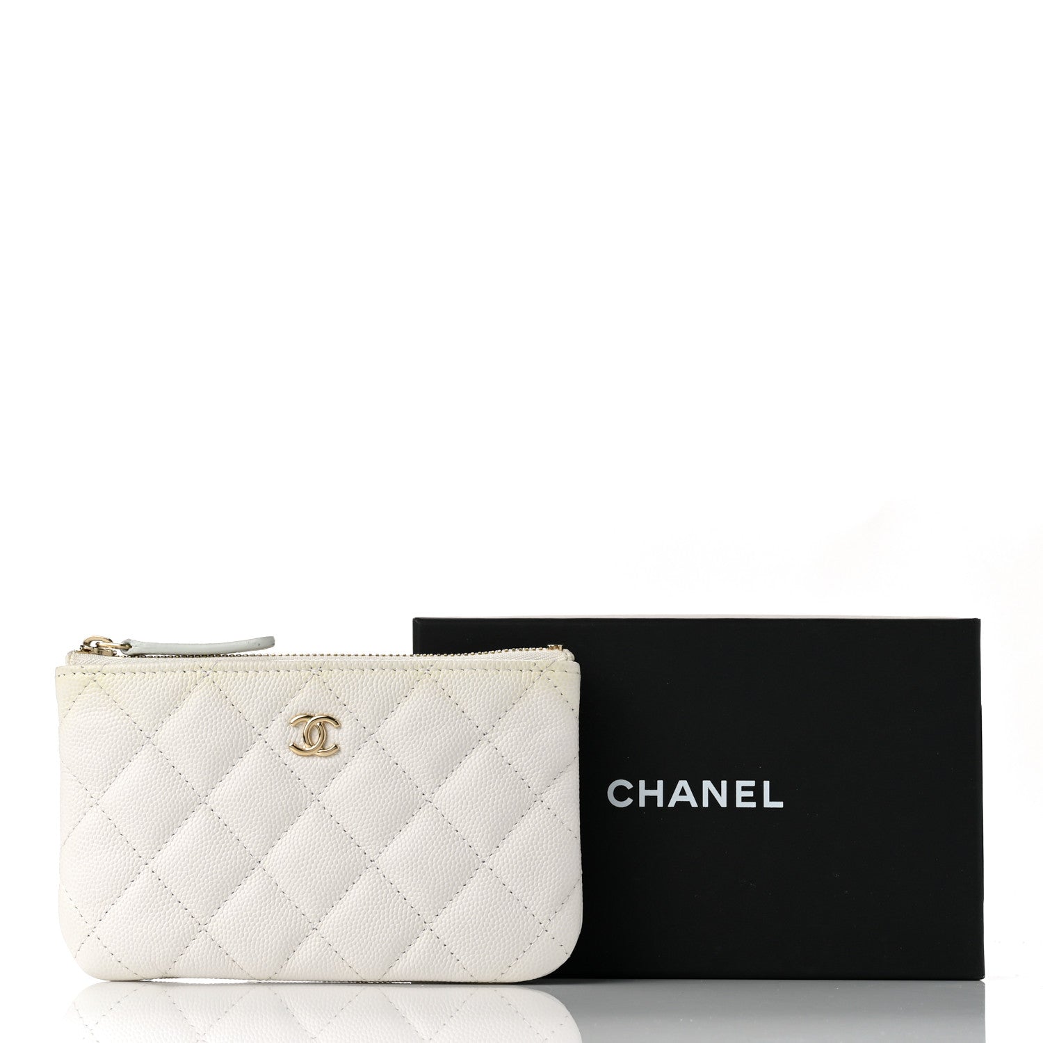Chanel Caviar Quilted Small Cosmetic Case White 9 of 9