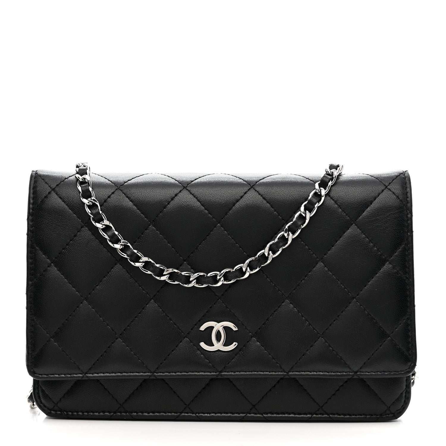 Chanel Lambskin Quilted Wallet On Chain WOC Black 1 of 12