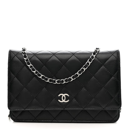 Chanel Lambskin Quilted Wallet On Chain WOC Black 1 of 12