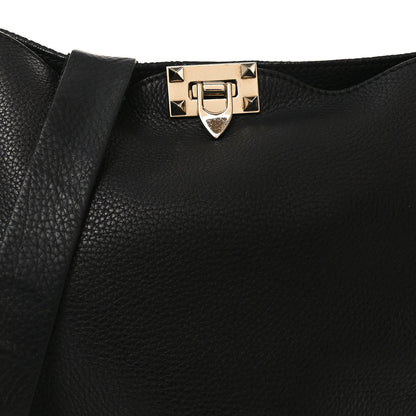 Valentino Garavani Pebbled Calfskin Large Rockstud Flip-Lock Messenger Bag Black 6 of 11
