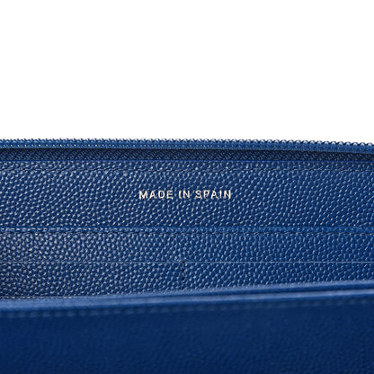 Chanel Caviar Quilted Large Boy Zip Around Wallet Blue 7 of 9
