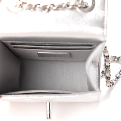Chanel Metallic Lambskin Quilted Mini Trendy CC Clutch With Chain Silver 5 of 11
