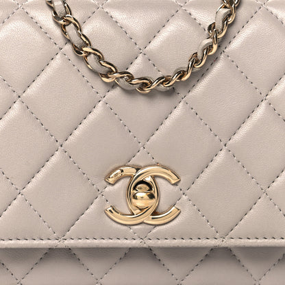 Chanel Lambskin Quilted Trendy CC Wallet On Chain WOC Grey 9 of 13
