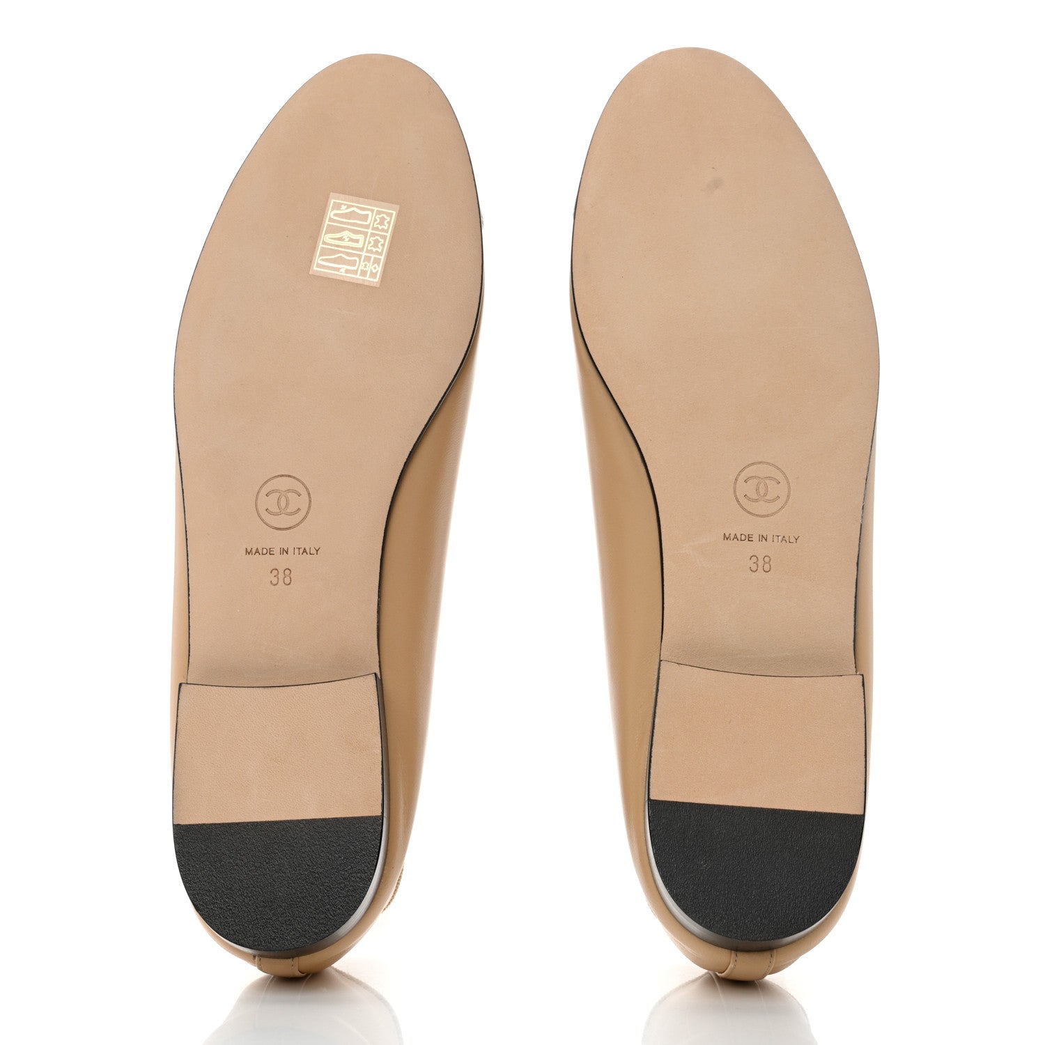 Chanel Lambskin Cap Toe CC Ballerina Flats 38 Beige Black 5 of 9