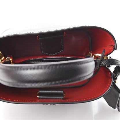 Prada Saffiano Cuir Small Panier Bucket Bag Black Fuoco 6 of 9